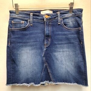 Flying Monkey Platinum High Rise Raw Hem Denim Jean Mini Skirt Size 29-in